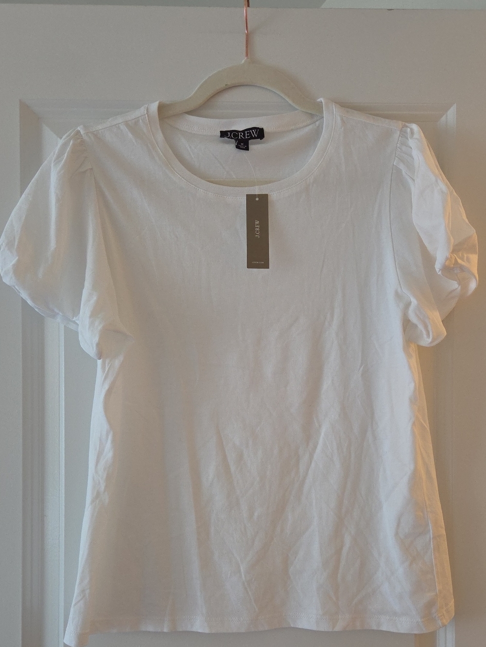 J. Crew White Puff-Sleeve Cotton Tee